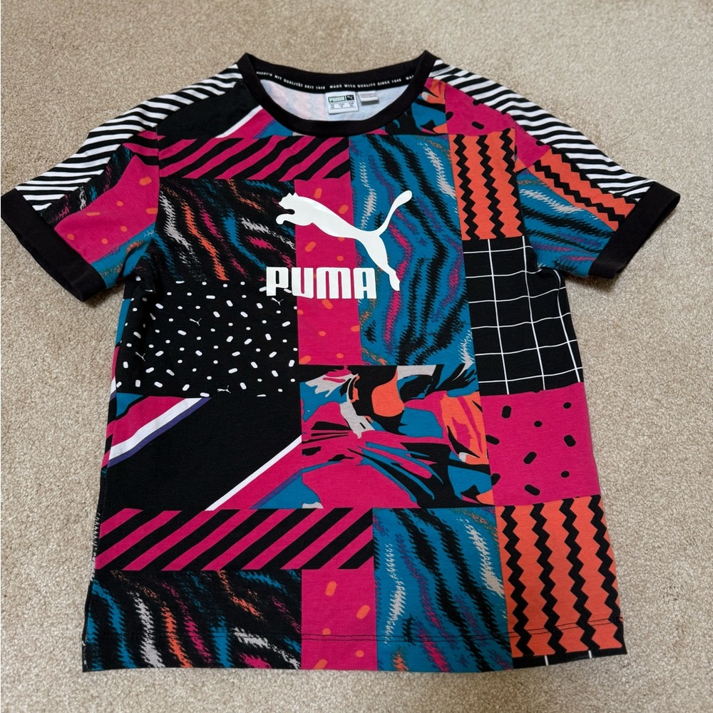 Puma 90s style multi colored Tee, NWOT